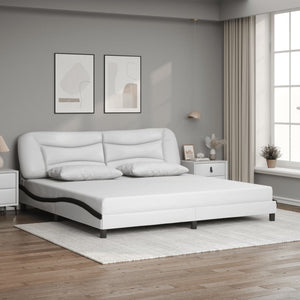 vidaXL LED Bed Frame without Mattress "Hvar" White and Black 200x200 cm