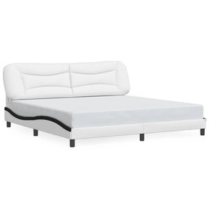 vidaXL LED Bed Frame without Mattress "Hvar" White and Black 200x200 cm