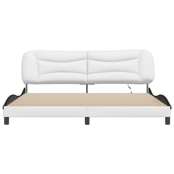 vidaXL LED Bed Frame without Mattress "Hvar" White and Black 200x200 cm
