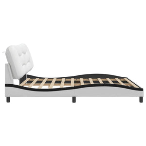 vidaXL LED Bed Frame without Mattress "Hvar" White and Black 200x200 cm