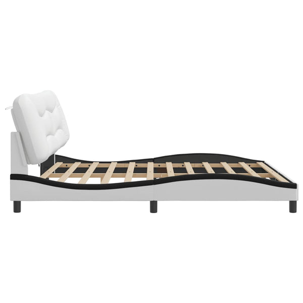 vidaXL LED Bed Frame without Mattress "Hvar" White and Black 200x200 cm
