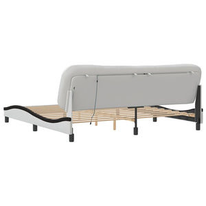 vidaXL LED Bed Frame without Mattress "Hvar" White and Black 200x200 cm