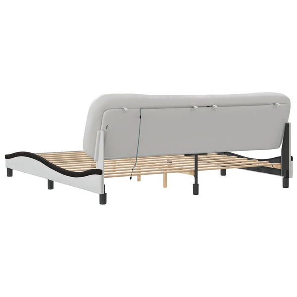 vidaXL LED Bed Frame without Mattress "Hvar" White and Black 200x200 cm