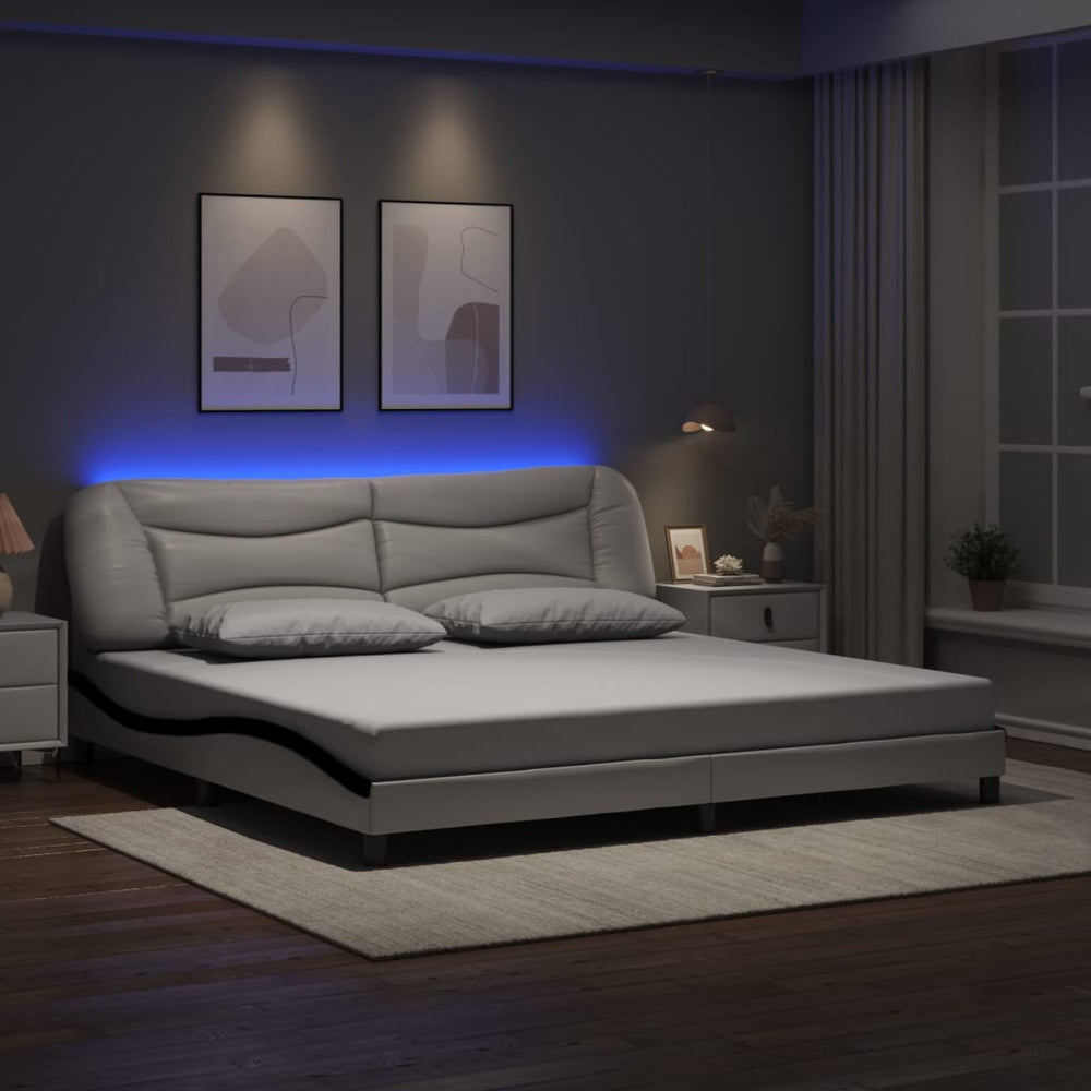 vidaXL LED Bed Frame without Mattress "Hvar" White and Black 200x200 cm