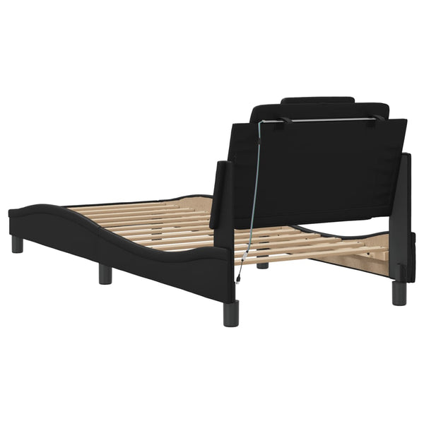 vidaXL "Viana" Bed Frame with LED, No Mattress, Black, 80x200 cm