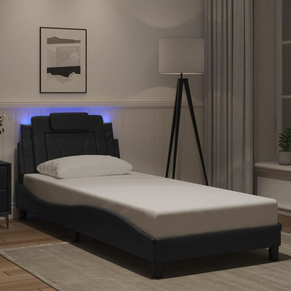 vidaXL "Viana" Bed Frame with LED, No Mattress, Black, 80x200 cm