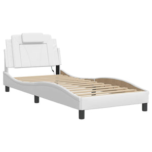 vidaXL "Viana" Bed Frame with LED, Without Mattress, White, 80x200 cm