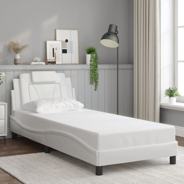 vidaXL "Viana" Bed Frame with LED, Without Mattress, White, 80x200 cm