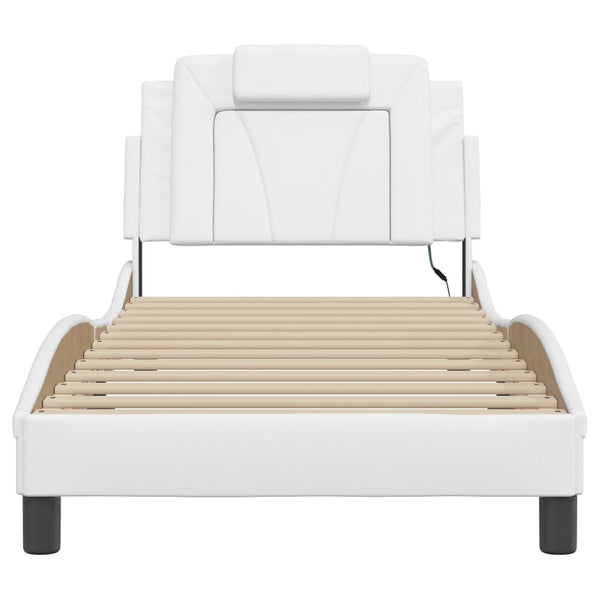 vidaXL "Viana" Bed Frame with LED, Without Mattress, White, 80x200 cm