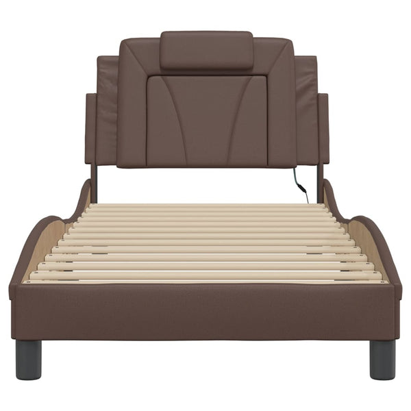 vidaXL "Viana" LED Bed Frame without Mattress Brown 80x200 cm