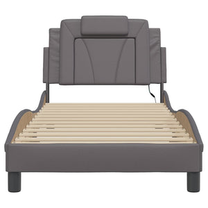 vidaXL "Viana" Bed Frame with LED, No Mattress, Grey, 80x200 cm