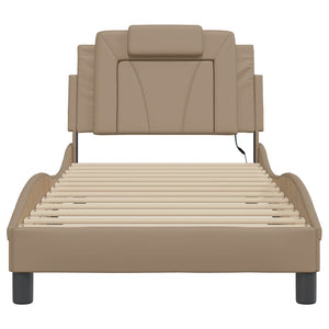 vidaXL "Viana" Bed Frame with LED, No Mattress, Cappuccino Brown, 80x200 cm