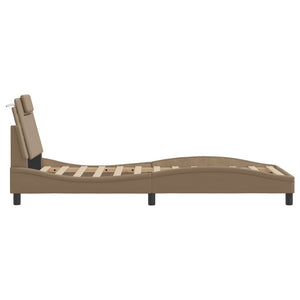 vidaXL "Viana" Bed Frame with LED, No Mattress, Cappuccino Brown, 80x200 cm