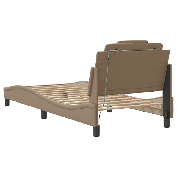 vidaXL "Viana" Bed Frame with LED, No Mattress, Cappuccino Brown, 80x200 cm