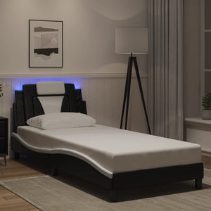 vidaXL "Viana" LED Bed Frame without Mattress Black and White 80x200 cm