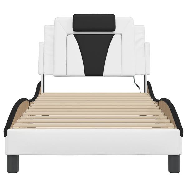 vidaXL "Viana" LED Bed Frame without Mattress White and Black 80x200 cm