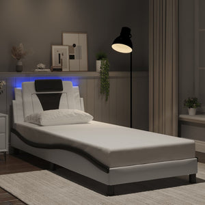 vidaXL "Viana" LED Bed Frame without Mattress White and Black 80x200 cm