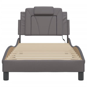 vidaXL "Viana" Bed Frame with LED, No Mattress, Grey, 90x190 cm