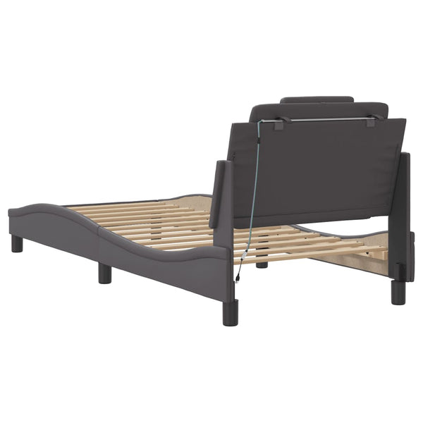 vidaXL "Viana" Bed Frame with LED, No Mattress, Grey, 90x190 cm