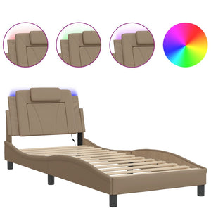 vidaXL "Viana" LED Bed Frame without Mattress Cappuccino Brown 90x190 cm