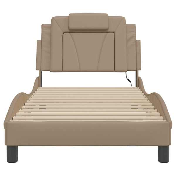 vidaXL "Viana" LED Bed Frame without Mattress Cappuccino Brown 90x190 cm