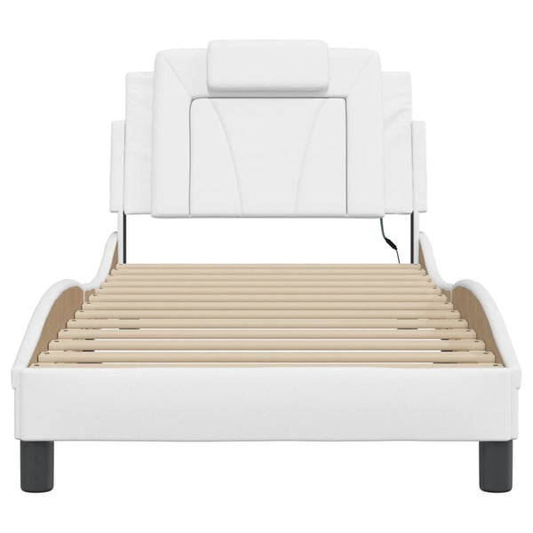 vidaXL Bed Frame "Viana" with LED, without mattress, White 90x200 cm