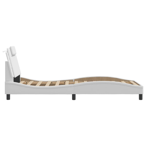 vidaXL Bed Frame "Viana" with LED, without mattress, White 90x200 cm