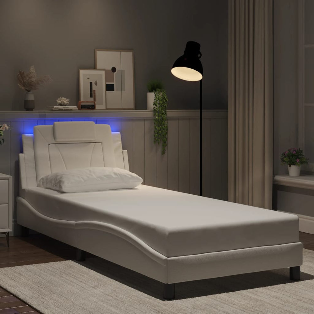 vidaXL Bed Frame "Viana" with LED, without mattress, White 90x200 cm