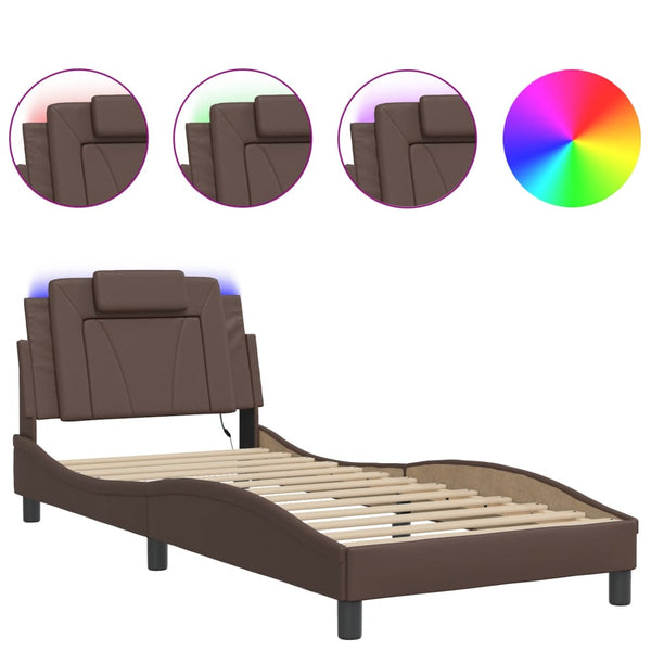 vidaXL Bed Frame "Viana" with LED, without Mattress, Brown 90x200 cm