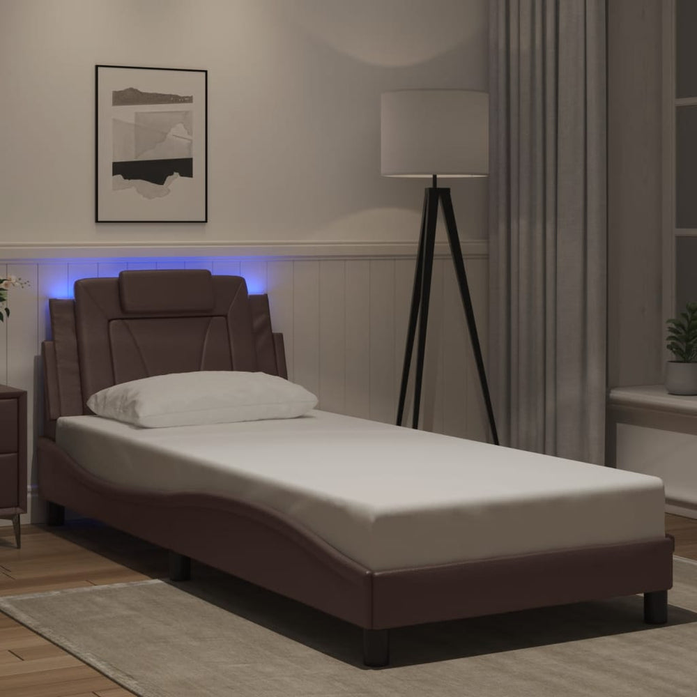vidaXL Bed Frame "Viana" with LED, without Mattress, Brown 90x200 cm