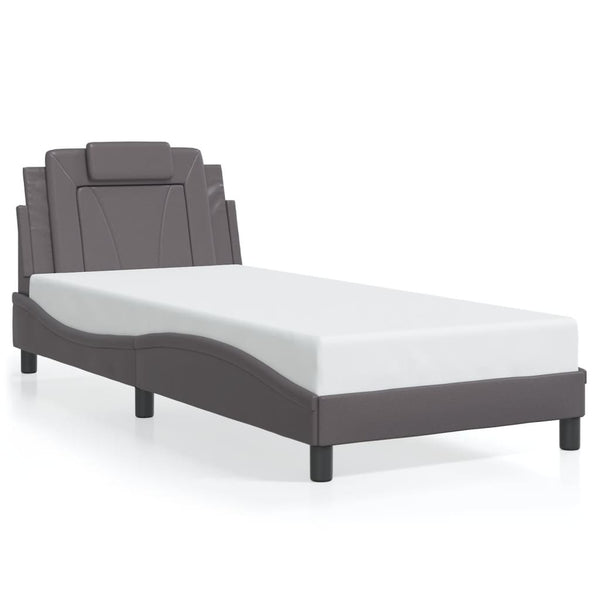 vidaXL "Viana" Bed Frame with LED, Without Mattress, Grey, 90x200 cm