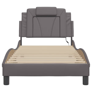 vidaXL "Viana" Bed Frame with LED, Without Mattress, Grey, 90x200 cm