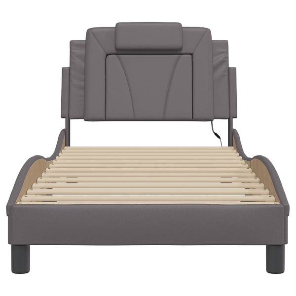 vidaXL "Viana" Bed Frame with LED, Without Mattress, Grey, 90x200 cm