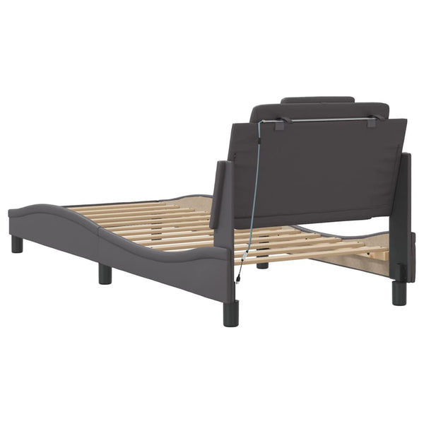 vidaXL "Viana" Bed Frame with LED, Without Mattress, Grey, 90x200 cm