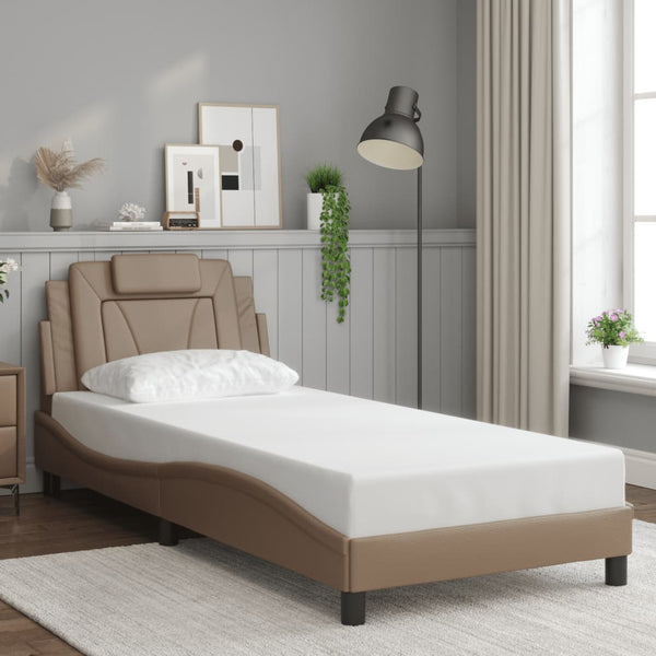 vidaXL "Viana" LED Bed Frame without Mattress Cappuccino Brown 90x200 cm