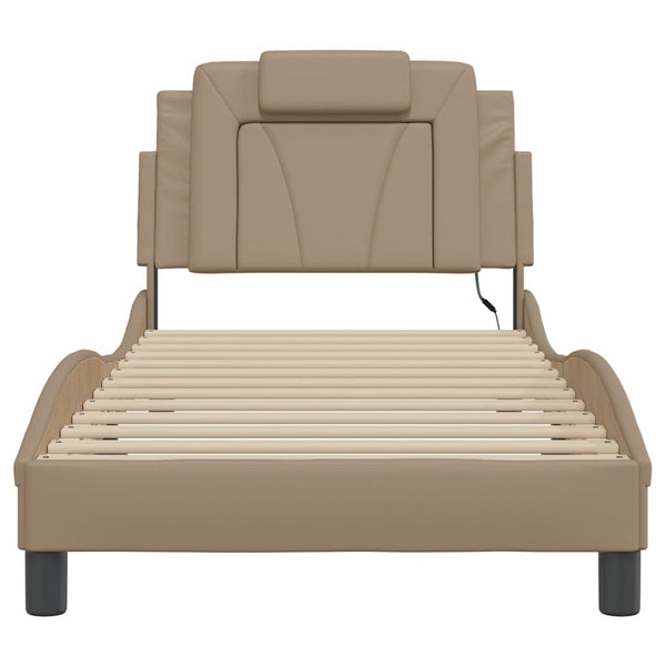 vidaXL "Viana" LED Bed Frame without Mattress Cappuccino Brown 90x200 cm