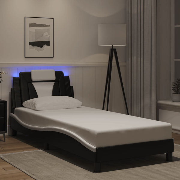 vidaXL "Viana" LED Bed Frame without Mattress Black and White 90x200 cm