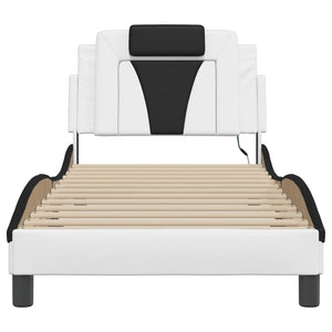 vidaXL "Viana" Bed Frame with LED, Without Mattress, White and Black, 90x200 cm