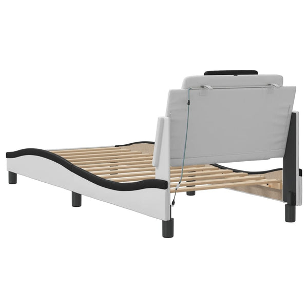vidaXL "Viana" Bed Frame with LED, Without Mattress, White and Black, 90x200 cm