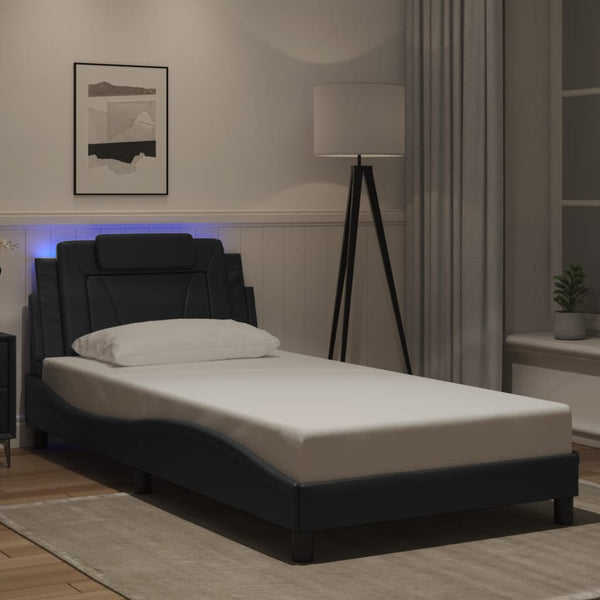 vidaXL "Viana" Bed Frame with LED, No Mattress, Black 100x200 cm