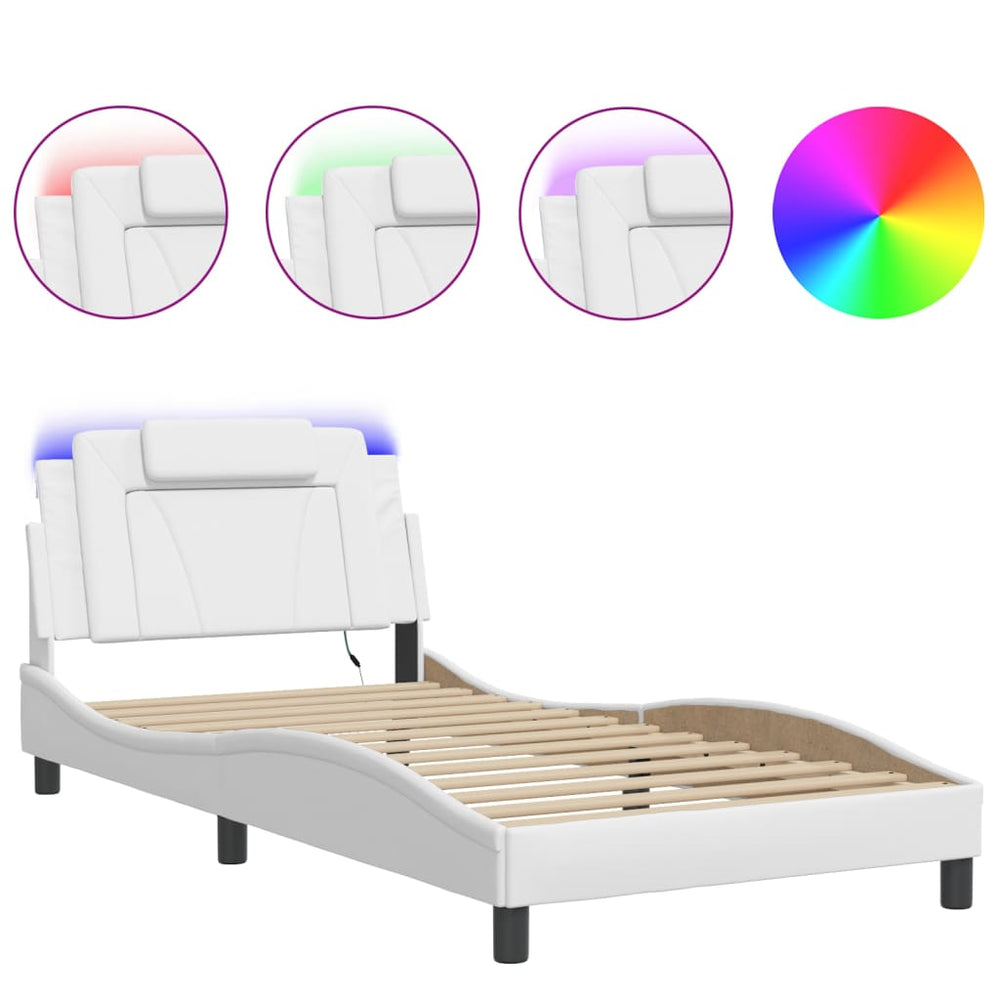 Bettgestell Viana 100x200 cm mit LED, Weiß