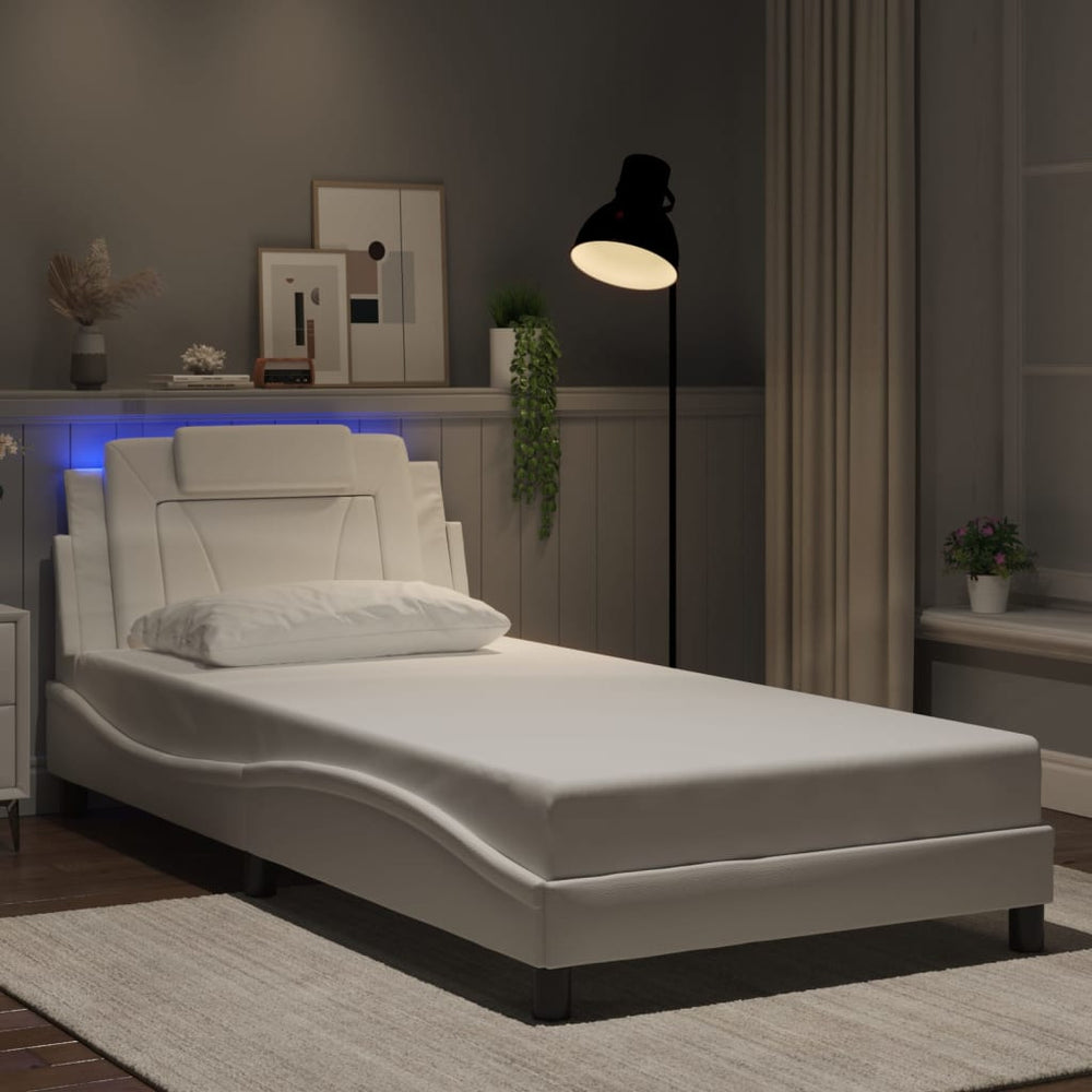 Bettgestell Viana 100x200 cm mit LED, Weiß