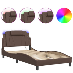 Bettgestell Viana Braun 100x200 cm mit LED