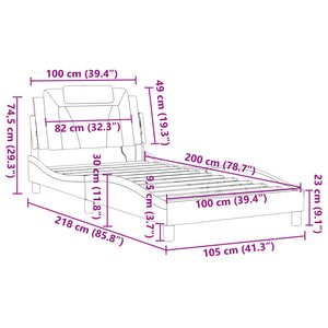 Bettgestell Viana Braun 100x200 cm mit LED