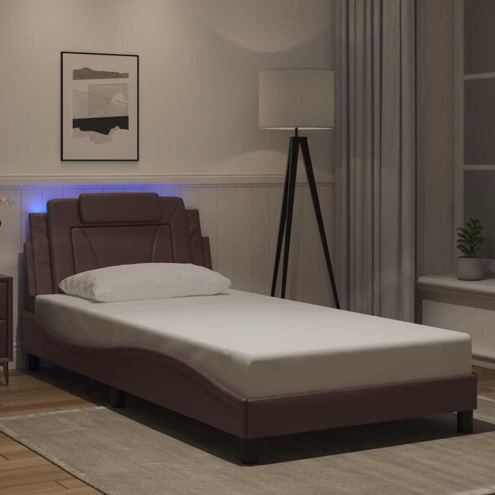 Bettgestell Viana Braun 100x200 cm mit LED