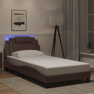 Bettgestell Viana Braun 100x200 cm mit LED