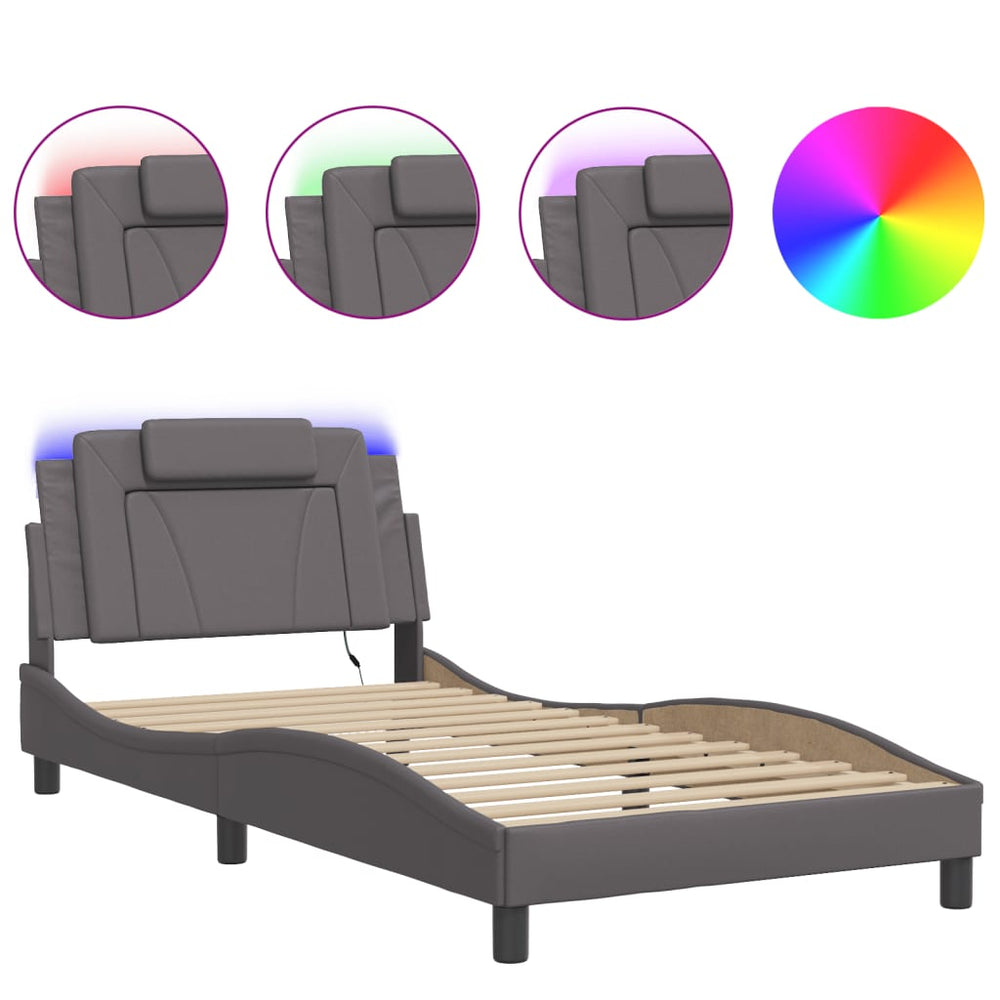Bettgestell Viana Grau 100x200 cm mit LED