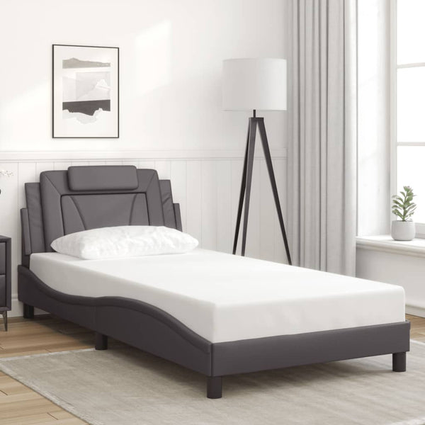 Bettgestell Viana Grau 100x200 cm mit LED