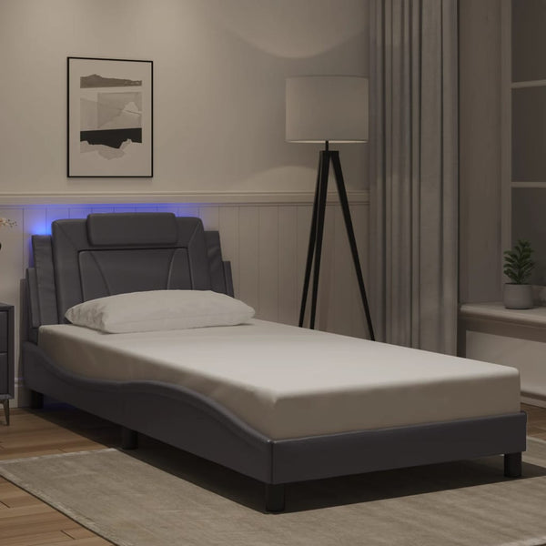 Bettgestell Viana Grau 100x200 cm mit LED