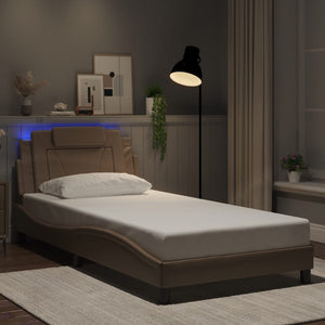 Bettgestell Viana 100x200 cm Cappuccino-Braun mit LED